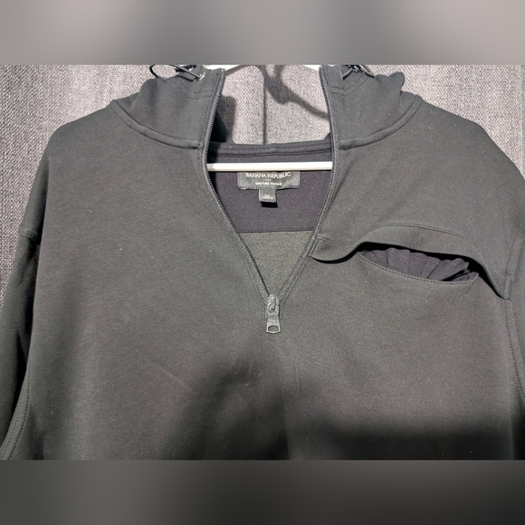 Banana Republic Mens Moisture Wicking 1/4 Zip Grey Pullover Hoodie Size Xl - Picture 3 of 4